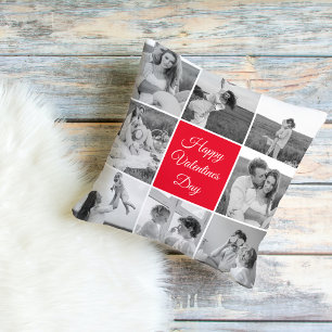 Lovely Collage Couple Photo & Happy Valentines Day Cushion