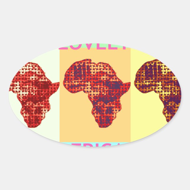 Lovely Colourful Africa Map Pop Pattern Art  Desig Oval Sticker (Front)
