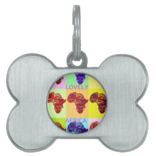 Lovely Colourful Africa Map Pop Pattern Art Desig Pet Name Tag