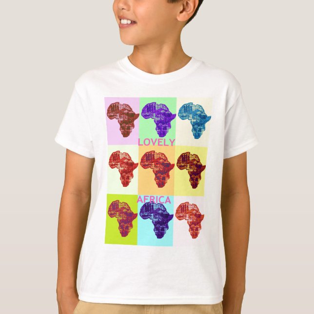 Lovely Colourful Africa Map Pop Pattern Art  Desig T-Shirt (Front)