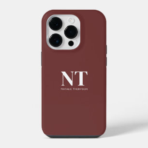 Lovely colourful burgundy Monogrammed Colour iPhone 14 Pro Case