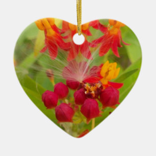 Lovely Colourful Floral with Milkweed Art Print Ceramic Ornament