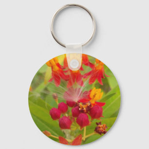 Lovely Colourful Floral with Milkweed Art Print Key Ring