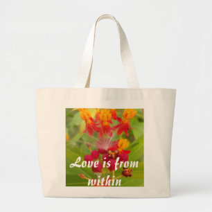 Lovely Colourful Floral with Milkweed Art Print Large Tote Bag