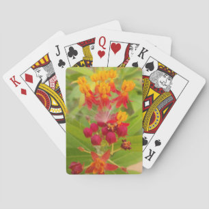 Lovely Colourful Floral with Milkweed Art Print Playing Cards