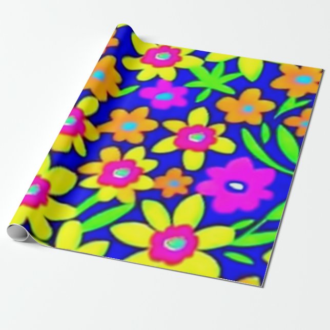 Lovely colourful flowers Wrapping Paper (Unrolled)