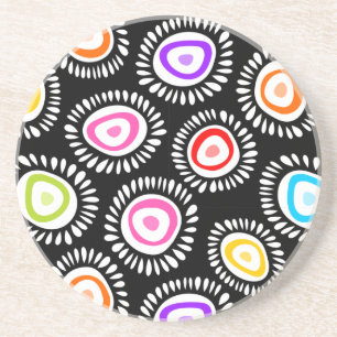 Lovely colourful funky flowers coaster