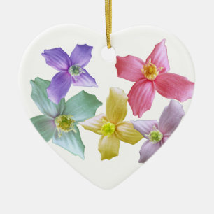 Lovely colourful pink, blue, purple, yellow flower ceramic tree decoration