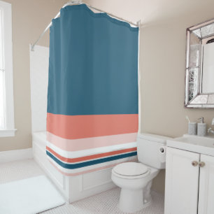 Lovely Colours Minimalist Partial Stripe Shower Curtain