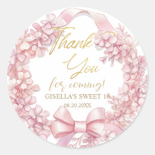 Lovely Coquette Pink Ribbon Bows Sweet Sixteen 16 Classic Round Sticker