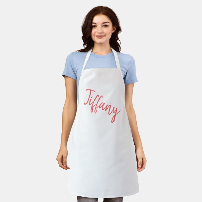 Lovely Coral and White Apron (Worn)