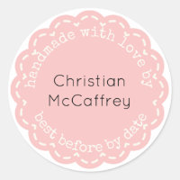 Lovely Coral Pink Rosette Handmade Custom Label