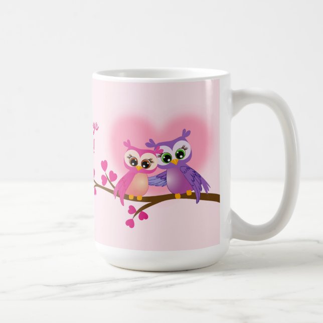 Lovely Couple Owls on a Branch Mug (Right)