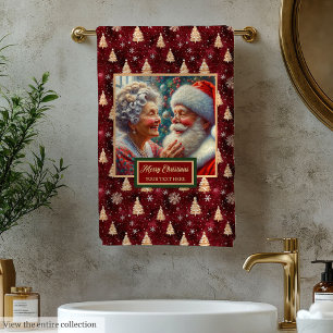 Lovely Cranberry Red Gold Tree Bath Towel