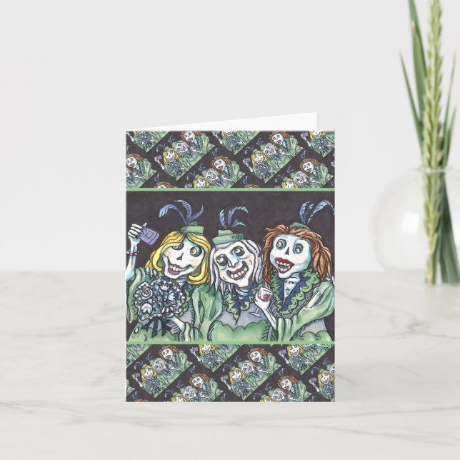 LOVELY CREEPY ZOMBIE BRIDESMAIDS SELFIE Blank Card (Front)