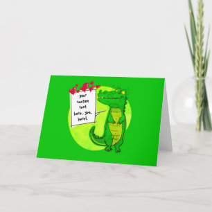 lovely crocodile funny cartoon with hearts card