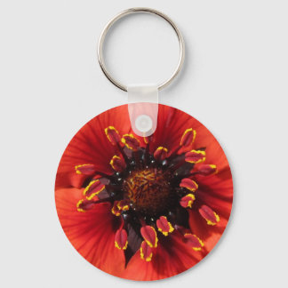 Lovely cropped red garden flower key ring