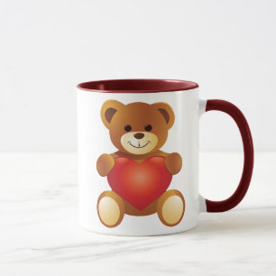Lovely Cute Bear Holding a Love Heart Mug