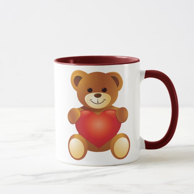 Lovely Cute Bear Holding a Love Heart Mug (Right)