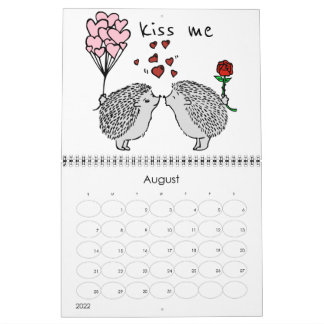 lovely cute couple hedgehog calendar