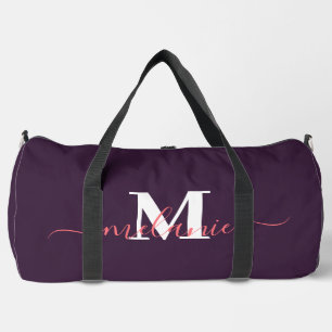 Lovely Cute Kitten Custom Monogram Script Name Duffle Bag