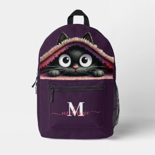 Lovely Cute Kitten Custom Monogram Script Name Printed Backpack