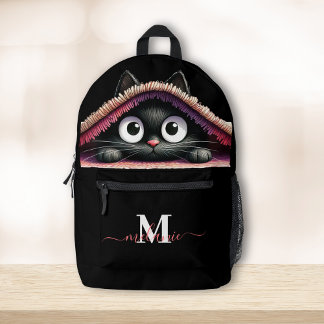Lovely Cute Kitten Custom Monogram Script Name Printed Backpack