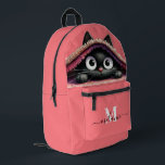 Lovely Cute Kitten Custom Monogram Script Name Printed Backpack<br><div class="desc">Adorable and personalised, the "Lovely Cute Kitten Custom Monogram Script Name Printed Backpack" is perfect for cat lovers of all ages. Featuring a charming illustration of a cute kitten, this backpack is as functional as it is delightful. The custom monogram and script name add a personal touch, making it a...</div>