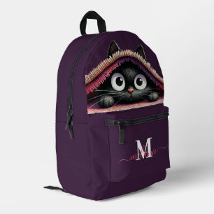 Lovely Cute Kitten Custom Monogram Script Name Printed Backpack