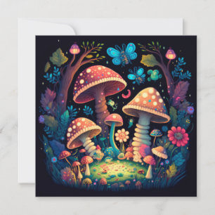 Lovely cute magic mushrooms holiday card