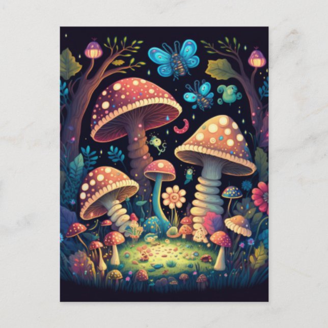 Lovely cute magic mushrooms   postcard (Front)