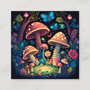 Lovely cute magic mushrooms square business card