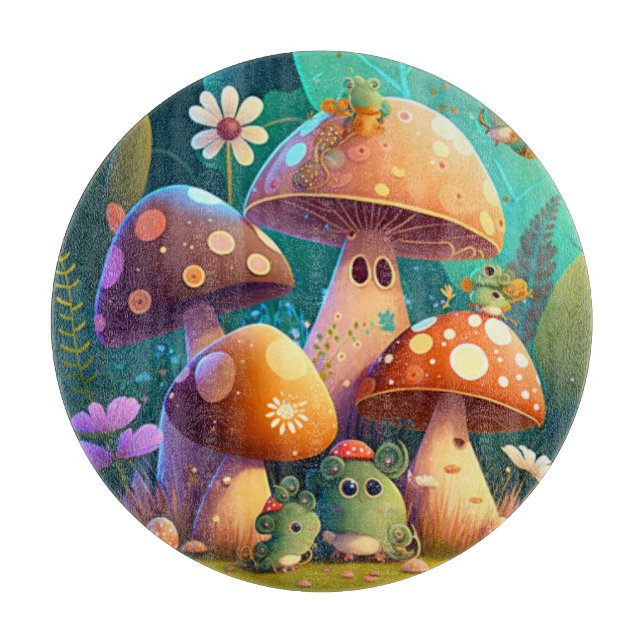 Lovely cute mushrooms  cutting board (Front)