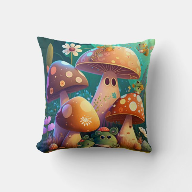 Lovely cute mushrooms for kid's room   cushion (Front)
