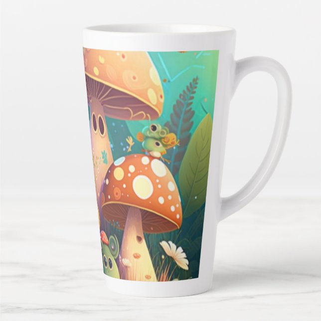 Lovely cute mushrooms    latte mug (Right)