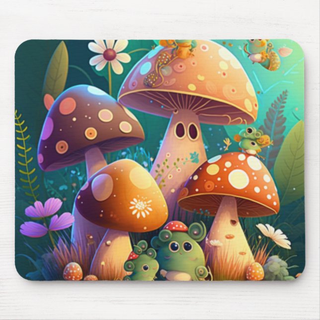 Lovely cute mushrooms   mouse pad (Front)