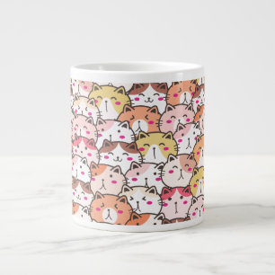 Lovely cute Pattern Cats Kitten, Modern Large Coffee Mug