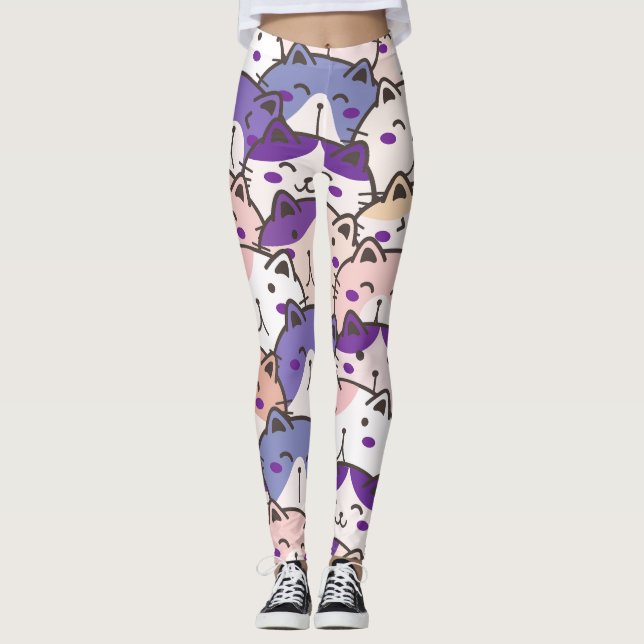 Lovely cute Pattern Cats Kitten, Modern Leggings (Front)
