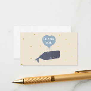 Lovely Cute Whale Baby Shower Thank You  Enclosure Card