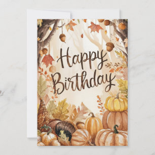 Lovely Cute Wish Autumn Fall Happy Birthday  Card