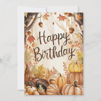 Lovely Cute Wish Autumn Fall Happy Birthday  Card