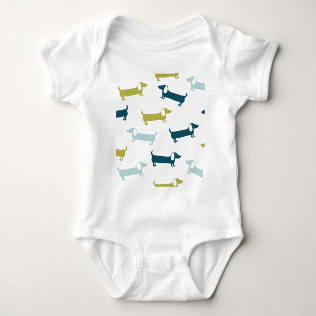 Lovely dachshunds in great colours baby bodysuit (Front)