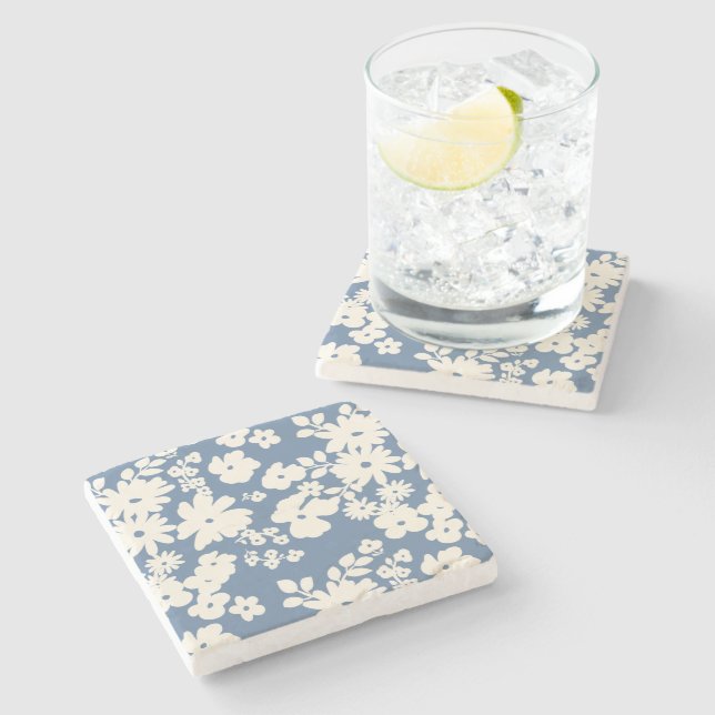 Lovely Daisies Pattern Custom Background Colours  Stone Coaster (Side)