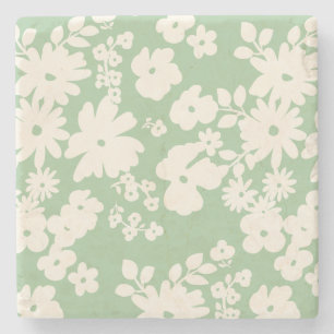 Lovely Daisies Pattern Custom Background Colours Stone Coaster