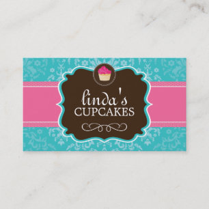 Lovely Damask Cupcake Business Cards