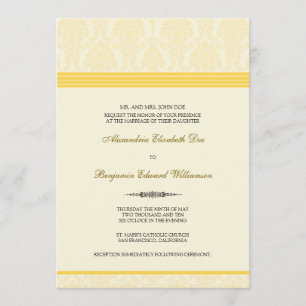 Lovely Damask Wedding Invitation (lemon/cream)