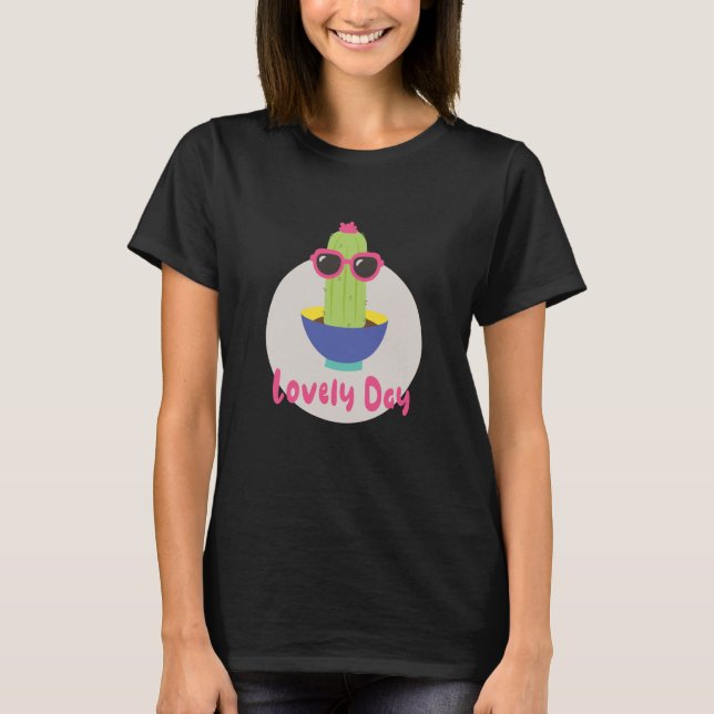 Lovely day Kawaii funny cactus wearing sunglasses  T-Shirt (Front)