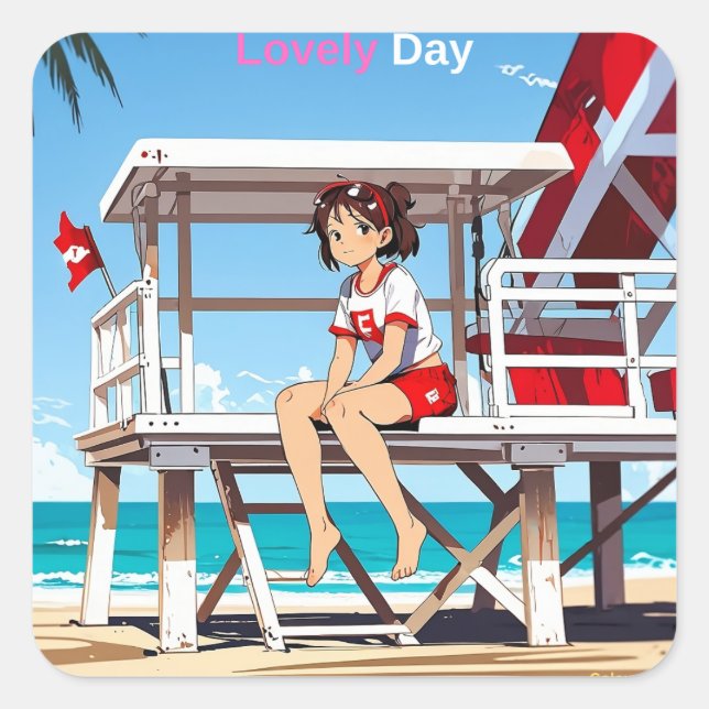 Lovely Day with Me on Sunny Beach. Sticker (Front)