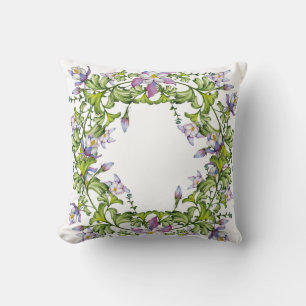 Lovely delicate columbine flower arrangement round cushion