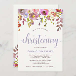 Lovely Delicate Floral   Christening Invitation
